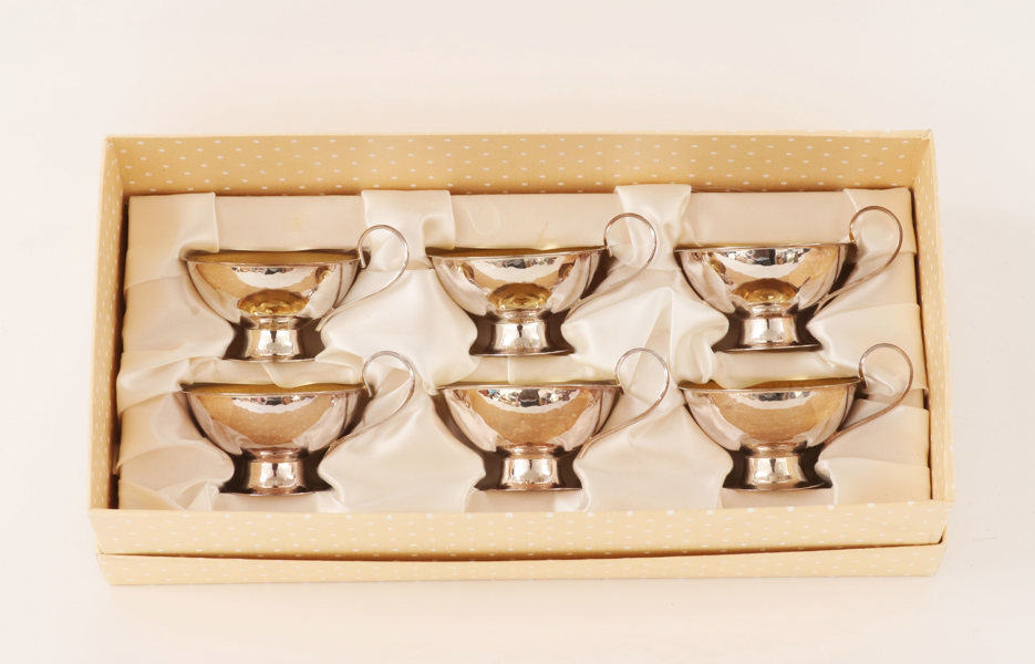 Punschmuggar 6st, silver, GAB, Stockholm