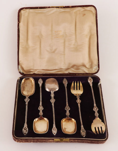 Serveringsbestick 6 delar, silver, P.Hertz, Danmark, 1877