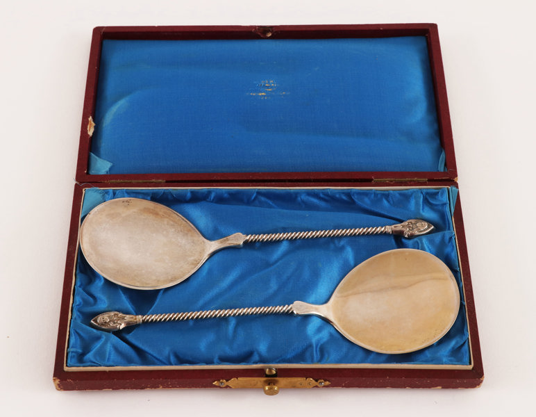 Bakelseskedar 2st, silver, P.Hertz, Danmark, 1800-tal