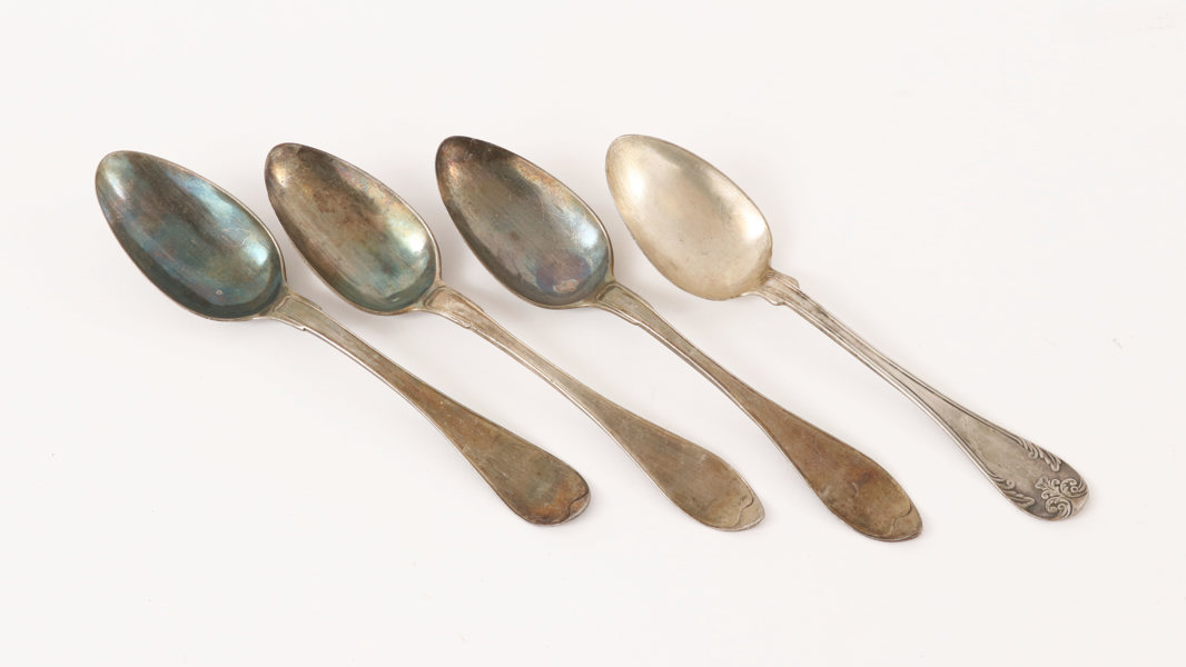 Matskedar 4st, silver, 1800-tal