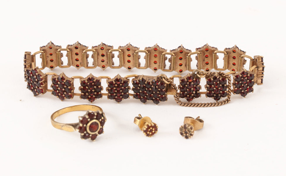 Granatsmycken 4 delar