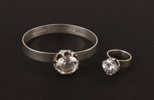 Ring och armring i sterlingsilver, bl.a. Åke Lindström
