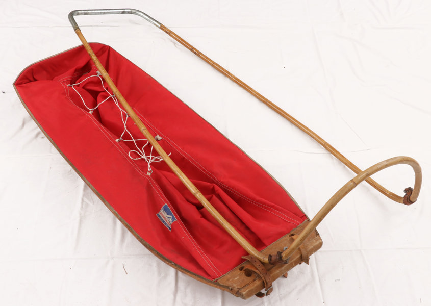 Hundpulka med skidor ett par