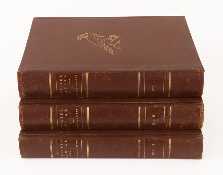 3 band, "Svenska Fåglar", von Wright, tryckta 1927