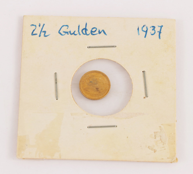 Miniatyrmynt i guld, 2 ½ gulden, Nederländerna, 1937