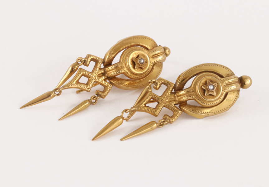 Örhängen ett par, 18k, Gustaf Dahlgren, Malmö, 1800-tal