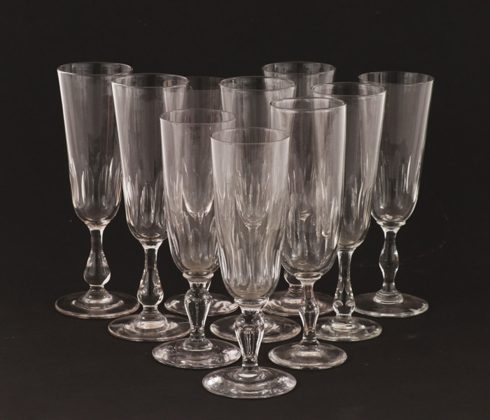 Champagneglas 10st,18/1900-tal