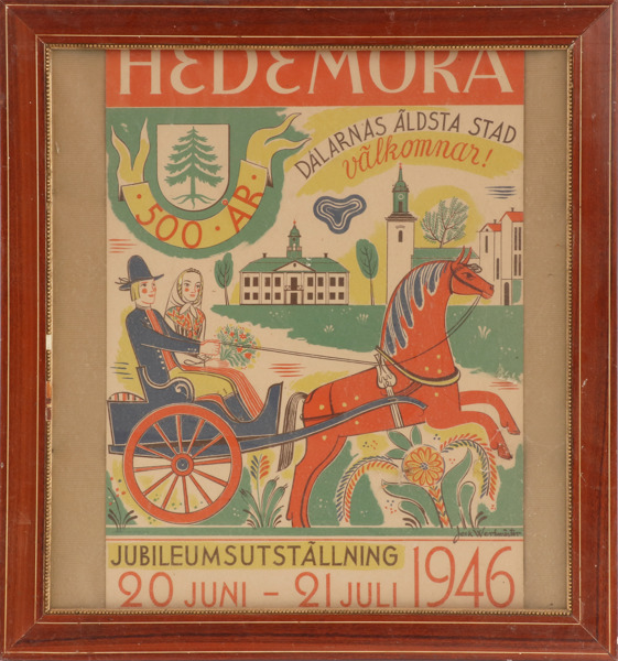 Affisch, "Hedemora Jubileumsutställning", Jerk Werkmäster, 1946
