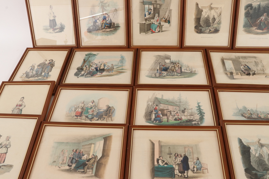 Grafiska blad 23st, bl.a. "Svenska National-Drägter", 18/1900-tal