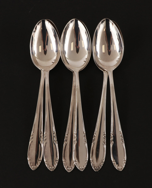 Matskedar 6st, silver, "Slottsbarock", C.G.Hallberg 