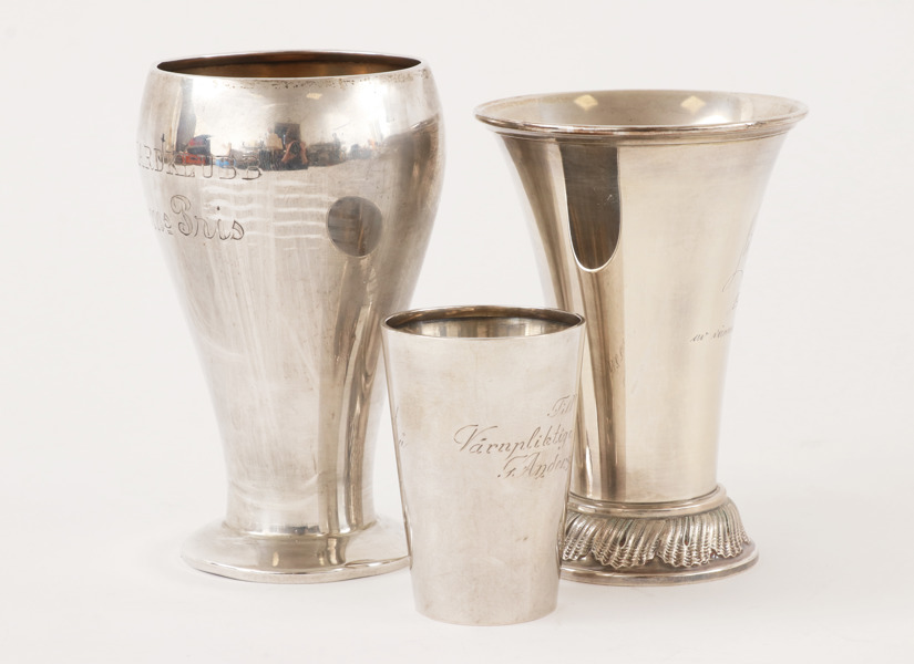 Bägare 3st, silver, 1900-tal