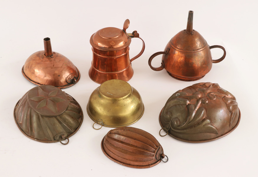 Koppar- och mässingsföremål 7 delar