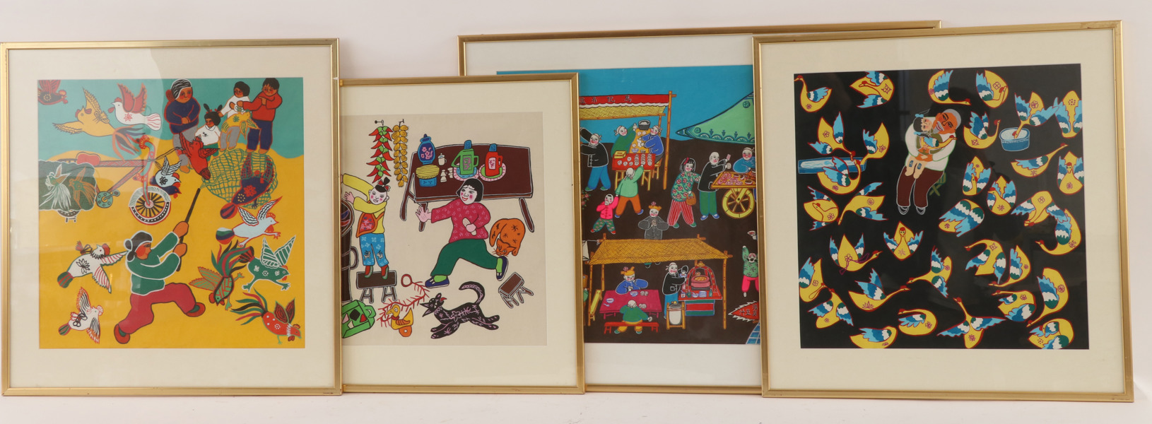 Akvareller 4st, Kina, 1900-talets andra hälft