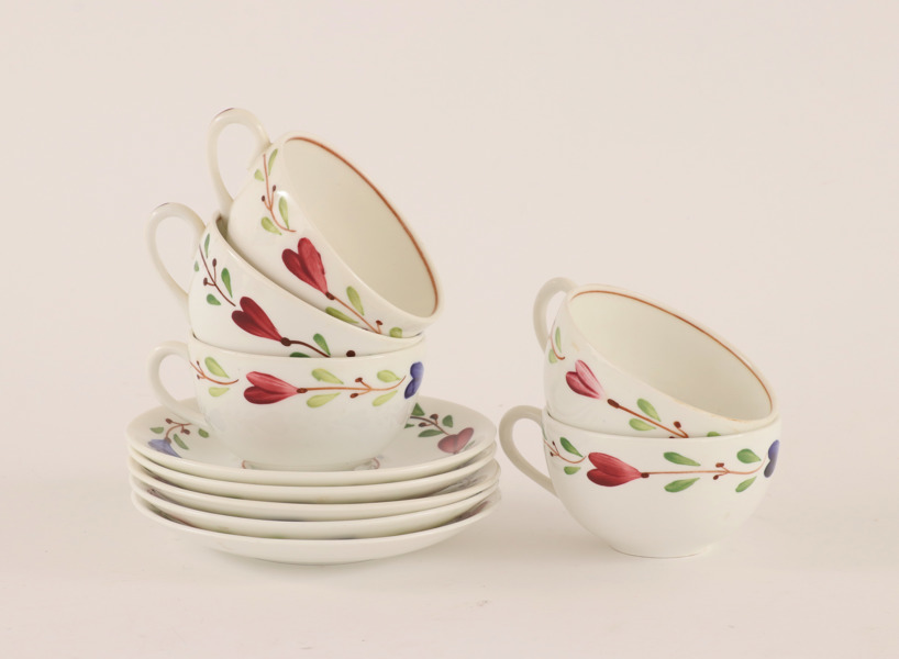 Kaffekoppar med fat 5st, "Ranka", Gustavsberg