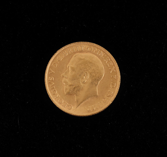 Guldmynt i 22k, sovereign, George V, England, 1915