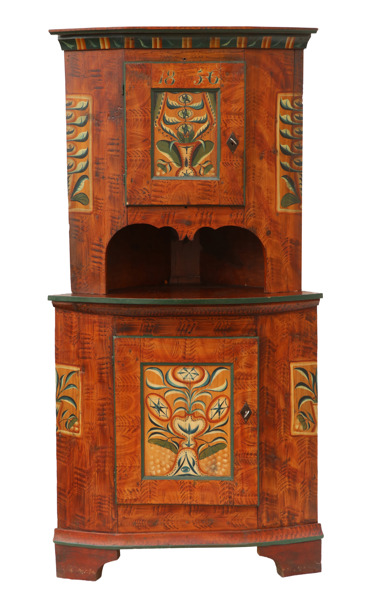 Golvhörnskåp, allmoge, Dalarna, daterat 1856