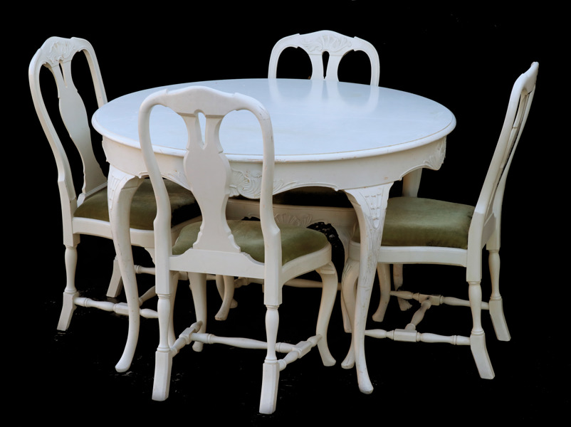 Matsalsmöblemang 5 delar, rokokostil, 1900-talets första hälft