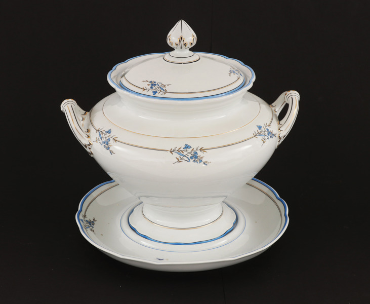 Terrin med lock och underfat, Rörstrand, 1800-tal