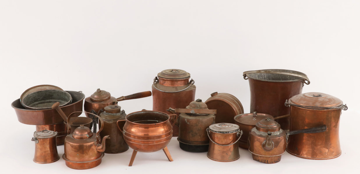 Parti kopparföremål, bl.a. 1800-tal