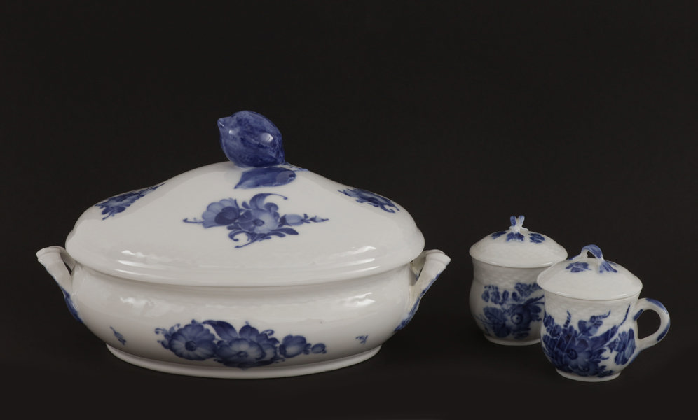 Servisdelar 3st, "Blå blomster", Royal Copenhagen