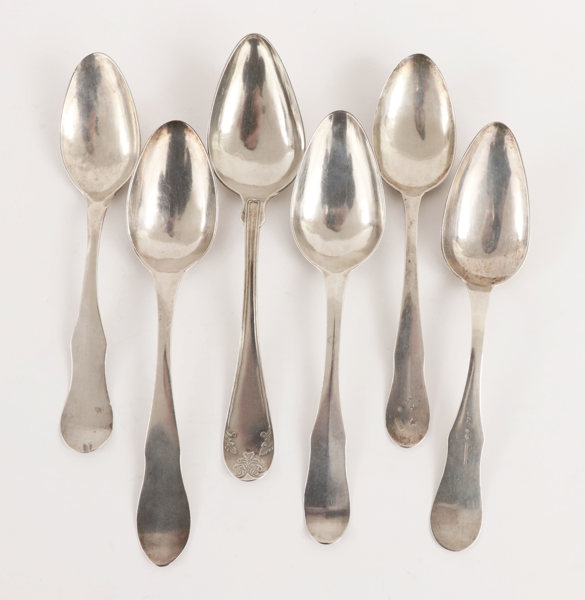 Matskedar 6st, silver, 1800-talets första hälft