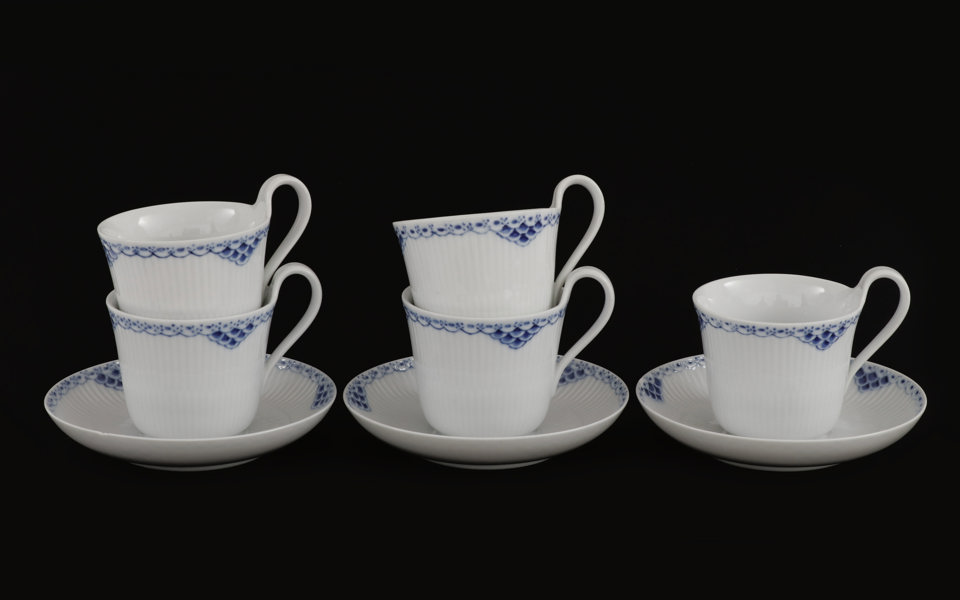 Tekoppar 5st med tefat 3st, "Princess", Royal Copenhagen