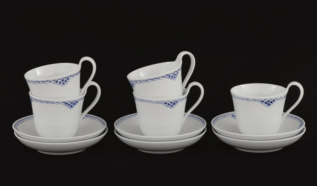 Kaffekoppar 5st med fat 6st, "Princess", Royal Copenhagen, Danmark