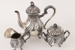Kaffeservis 3 delar, silver, rokokostil, 1900-tal