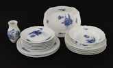 Matservisdelar 15st, "Blå blomster", Royal Copenhagen