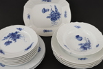 Matservisdelar 15st, "Blå blomster", Royal Copenhagen