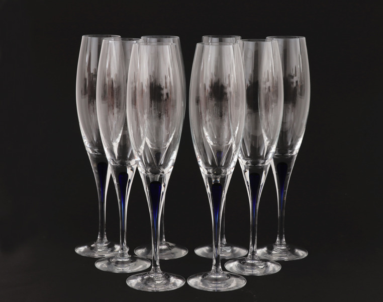Champagneglas 8st, "Intermezzo", Erika Lagerbielke för Orrefors
