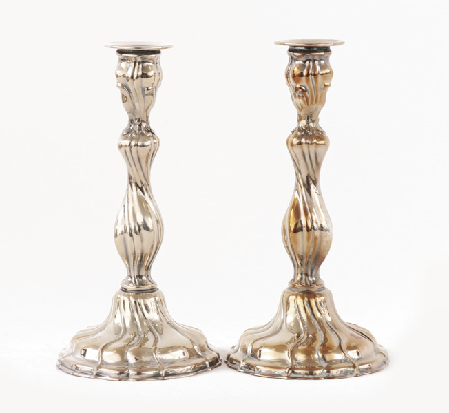 Ljusstakar ett par, silver, rokokostil, 1900-tal