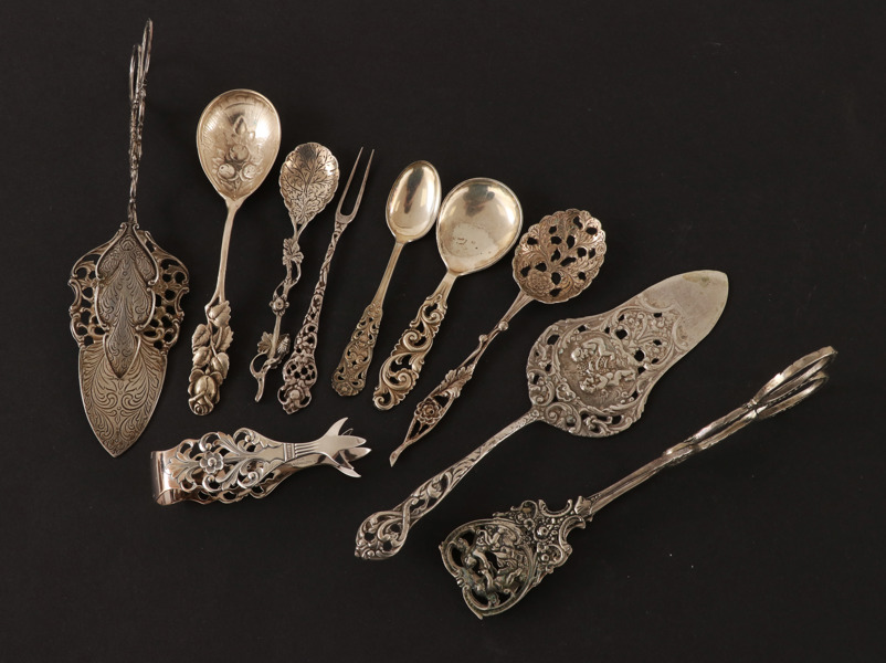 Serveringsbestick 10 delar, silver/sterlingsilver