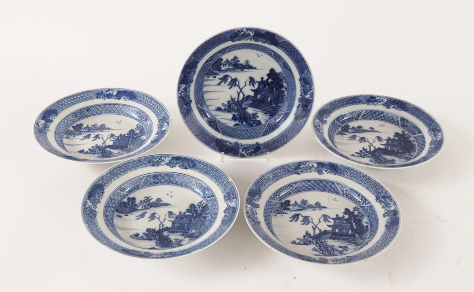 Djupa tallrikar 5st, Kina, Qianlong, 1700-tal