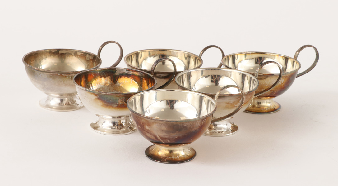 Punschmuggar 6st, silver, GAB, Stockholm, 1900-tal