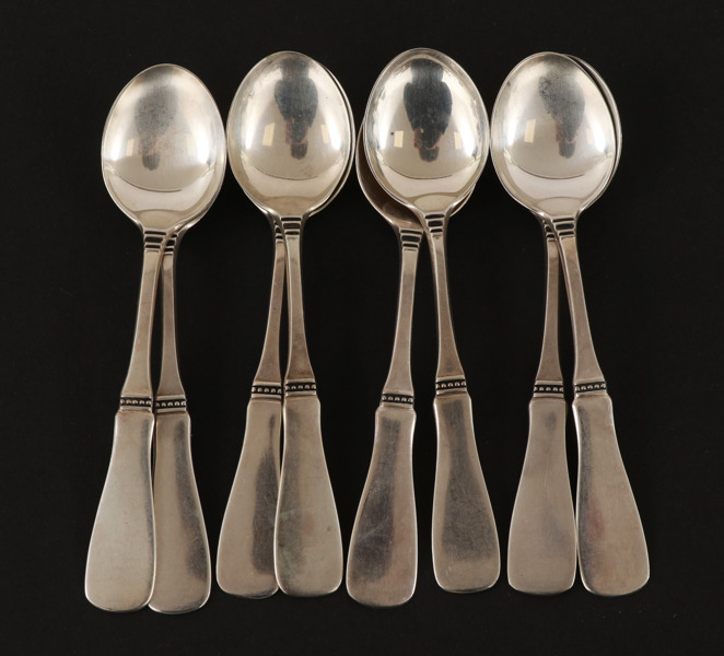 Kaffeskedar 8st, silver, "Uppsala", Eric Löfman för MGAB