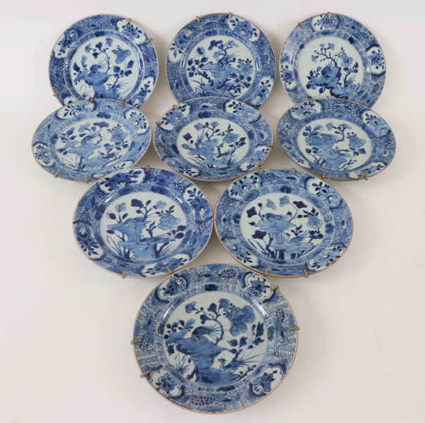 Tallrikar 9st, Qianlong, Kina, 1700-tal