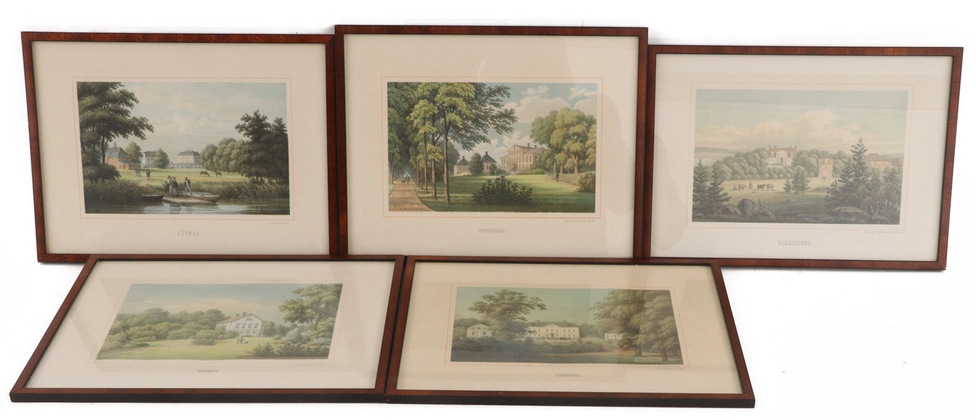 Litografiska blad 5st, 1800-tal