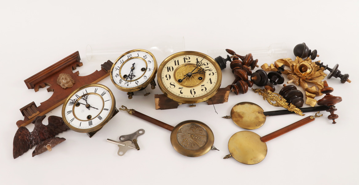 Parti klock- och lampdelar