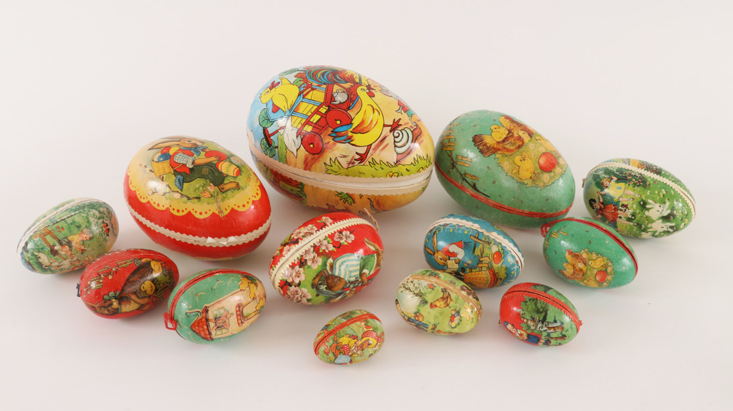 Påskägg 13st, omkring 1900-talets mitt