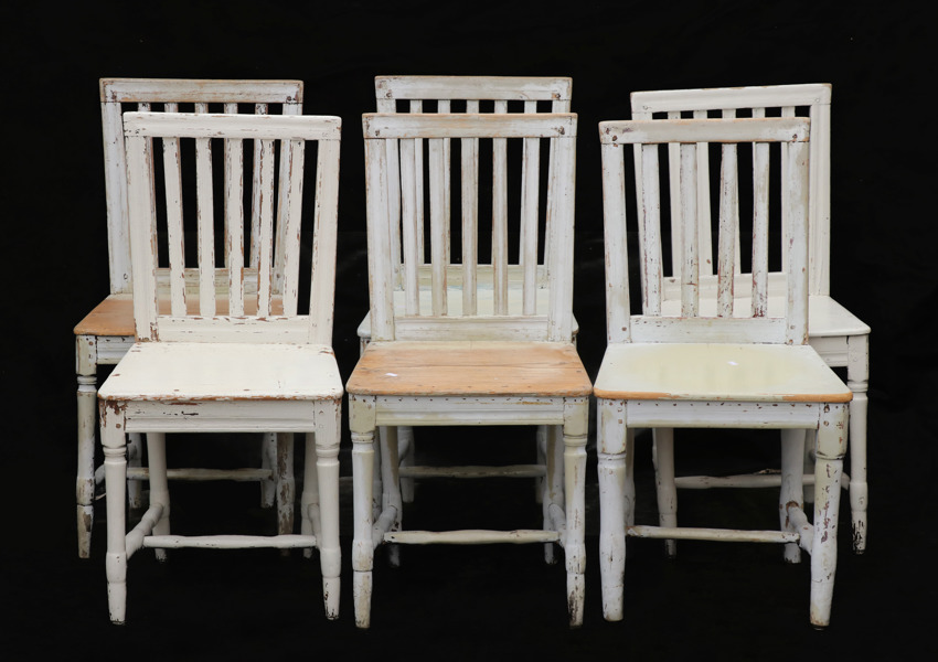 Stolar 6st, gustaviansk modell, allmoge, 1800-tal