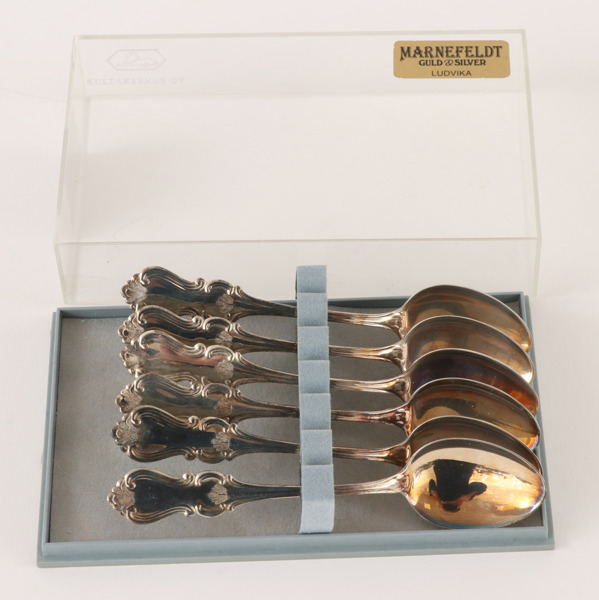 Kaffeskedar 6st, silver, "Olga"