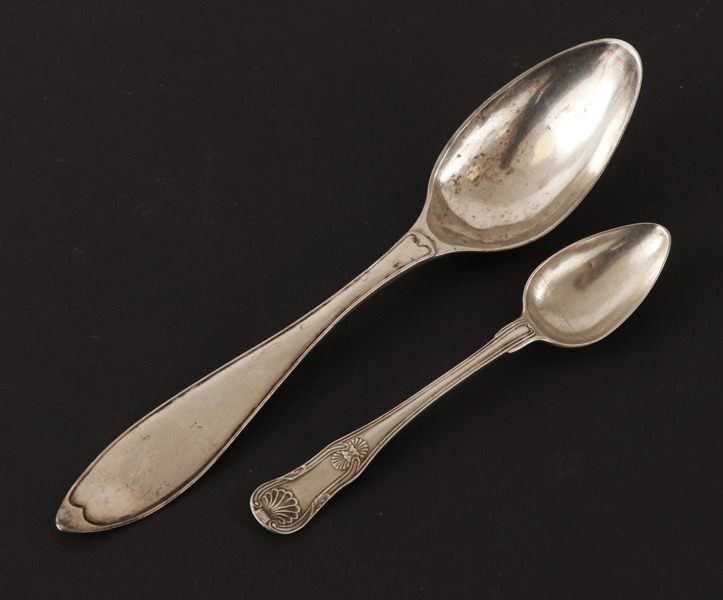 Skedar 2st, silver, 1800-tal