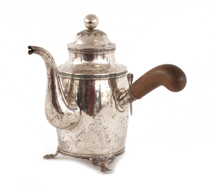 Kaffekanna i silver, empire, 1857