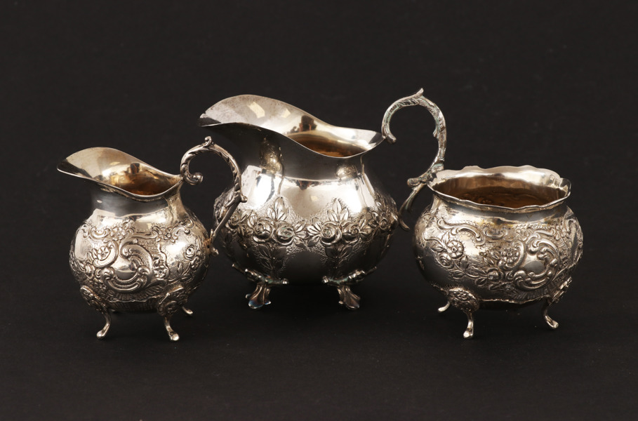 Silver 3 delar, rokokostil, 1900-tal