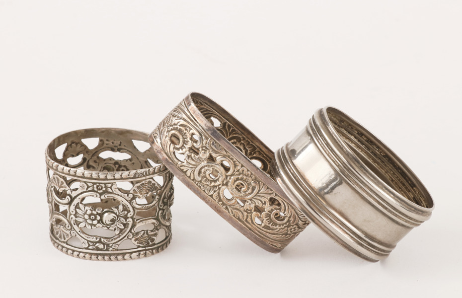 Servettringar 3st, silver/nysilver