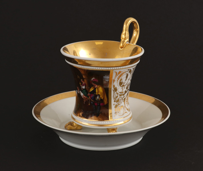 Kopp med fat, empire, KPM Berlin, Tyskland, 1800-talets första hälft