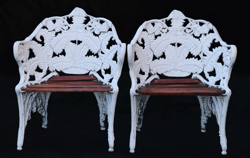 Trädgårdsfåtöljer ett par, "Ormbunke", RIAB, 1900-talets andra hälft