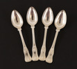Teskedar 4st, silver, "Engelsk snäcka", 1880