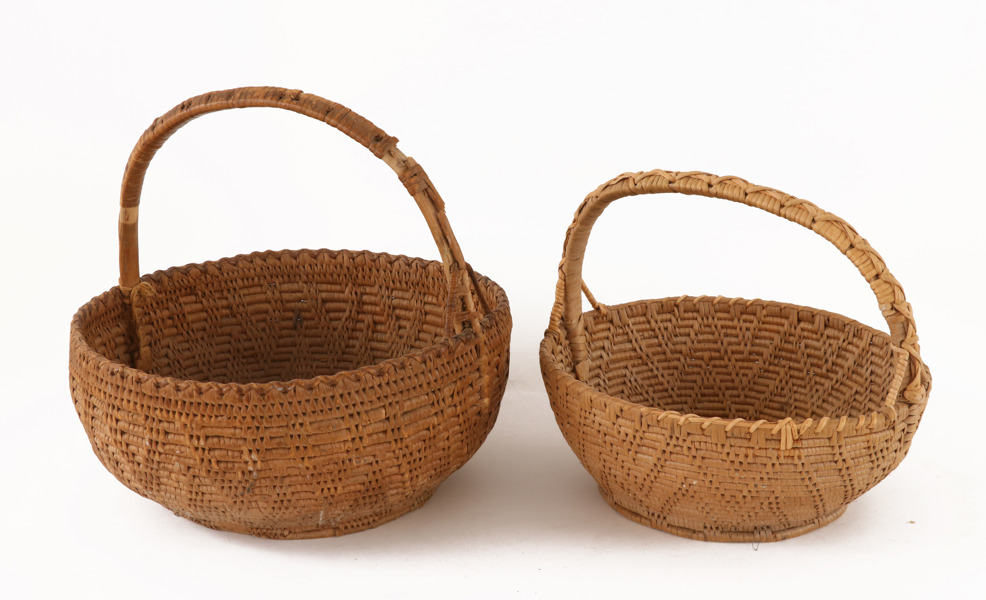 Flätade korgar 2st, allmoge, 1800-tal